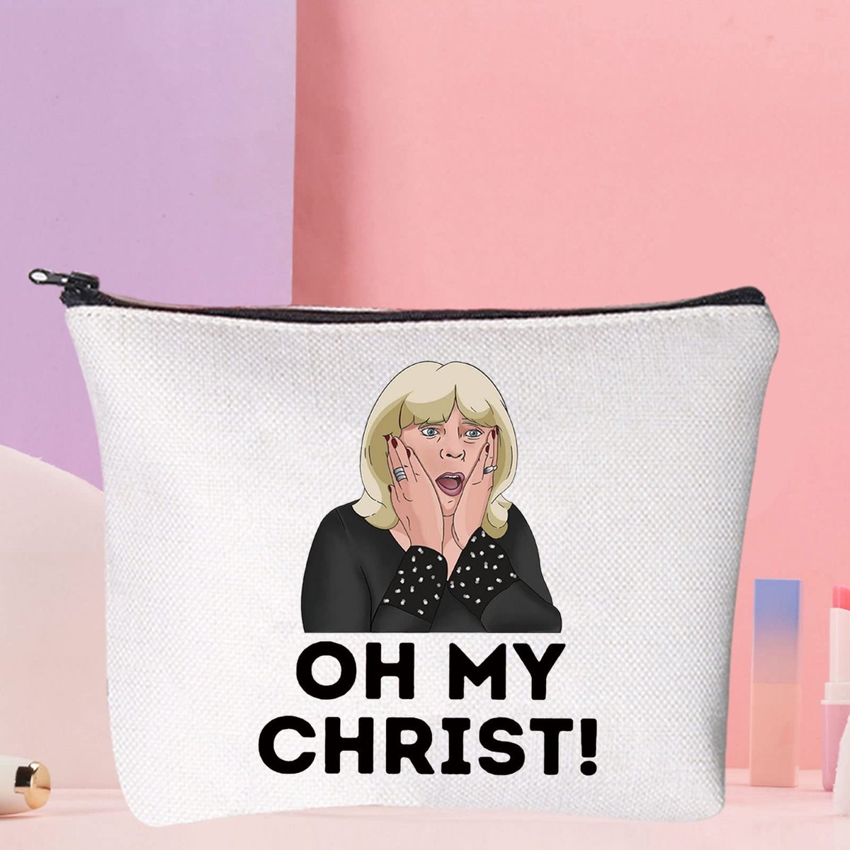 WZMPA Oh My Christ Cosmetic Bag - Canvas Makeup Pouch for Women & Girls, Gavin Stacey Inspired - görsel 7