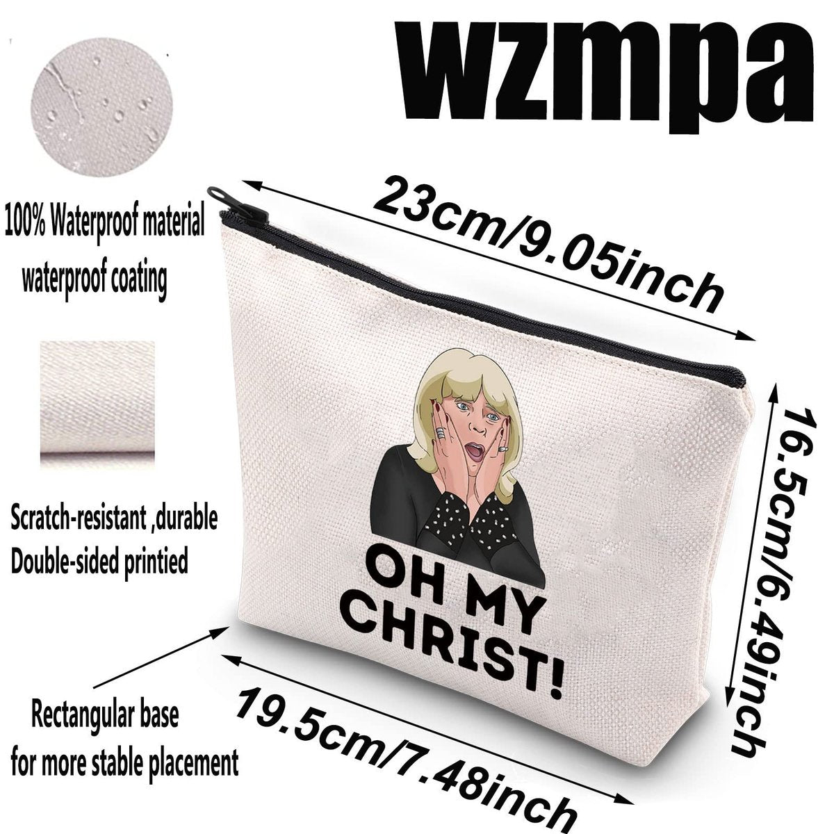 WZMPA Oh My Christ Cosmetic Bag - Canvas Makeup Pouch for Women & Girls, Gavin Stacey Inspired - görsel 3