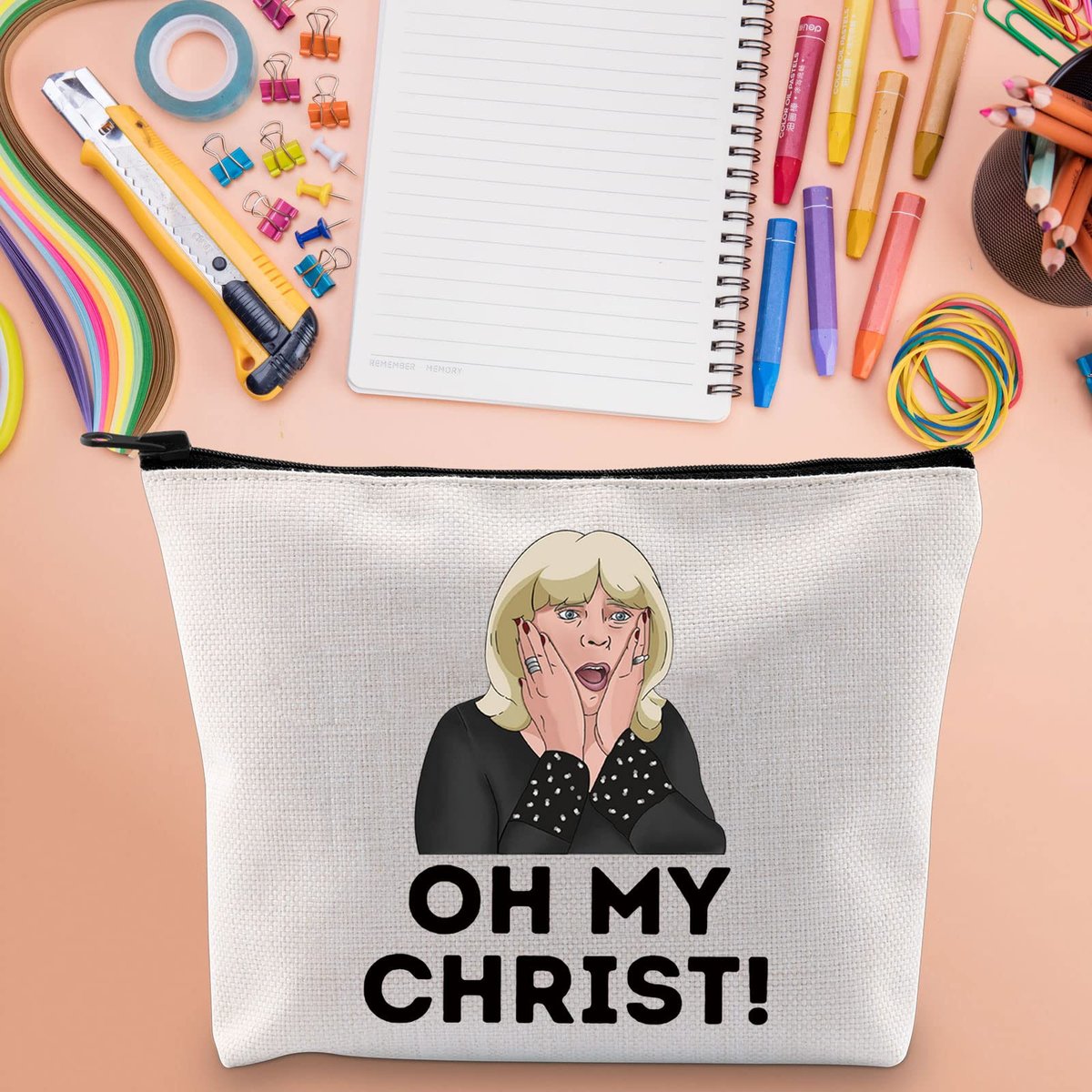 WZMPA Oh My Christ Cosmetic Bag - Canvas Makeup Pouch for Women & Girls, Gavin Stacey Inspired - görsel 13