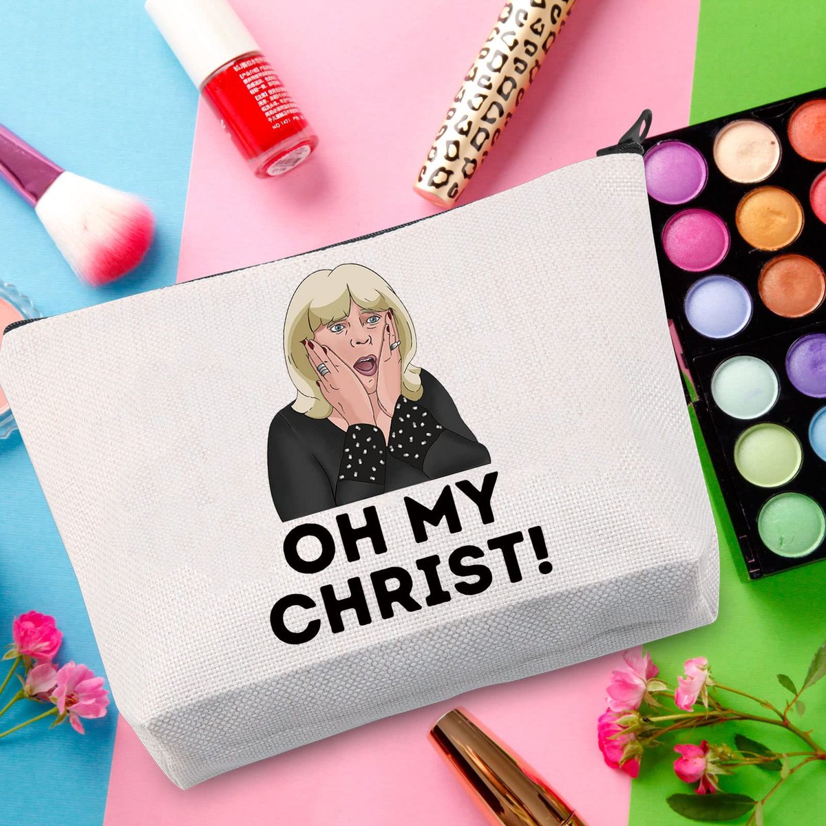 WZMPA Oh My Christ Cosmetic Bag - Canvas Makeup Pouch for Women & Girls, Gavin Stacey Inspired - görsel 9