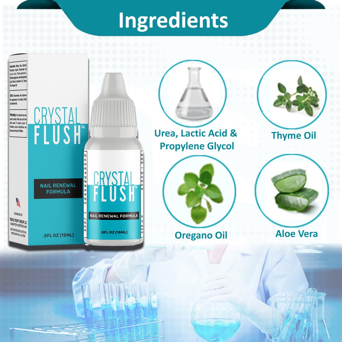 Crystal Flush Nail Renewal Formula – Fast-Acting Treatment for Discolored, Yellow, Damaged & Cracked Nails (0.5 oz / 15 ml) Avelisse