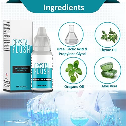 Crystal Flush Nail Renewal Formula – Fast-Acting Treatment for Discolored, Yellow, Damaged & Cracked Nails (0.5 oz / 15 ml) Avelisse