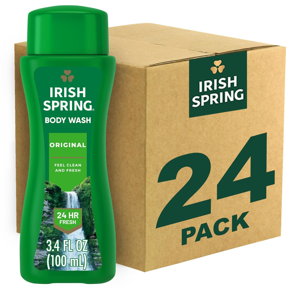 Irish Spring Original Clean Body Wash Travel Size - 3.4 Fl Oz (Pack of 24) Avelisse