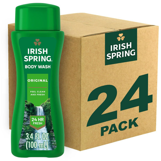 Irish Spring Original Clean Body Wash Travel Size - 3.4 Fl Oz (Pack of 24) Avelisse