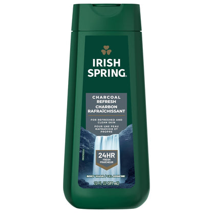 Irish Spring Men's Body Wash Shower Gel, Charcoal Refresh, 20 Fl Oz (Pack of 4) Avelisse