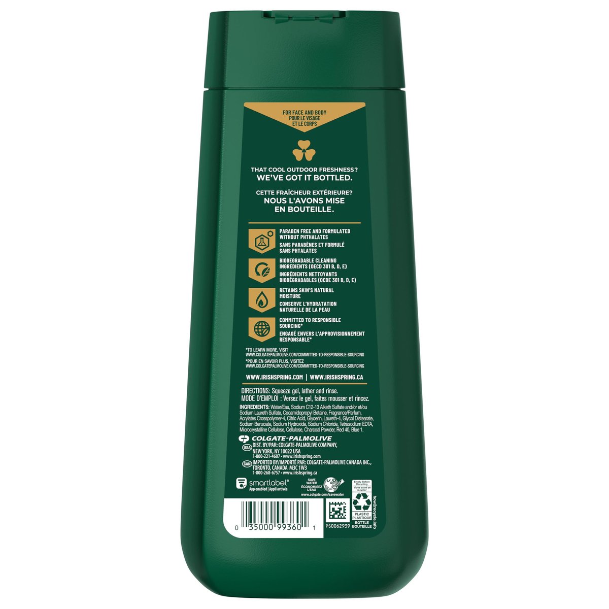 Irish Spring Men's Body Wash Shower Gel, Charcoal Refresh, 20 Fl Oz (Pack of 4) Avelisse