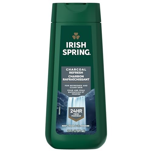 Irish Spring Men's Body Wash Shower Gel, Charcoal Refresh, 20 Fl Oz (Pack of 4) Avelisse