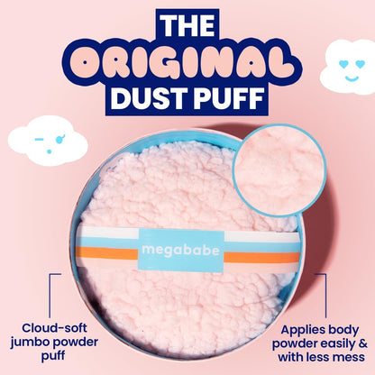 Megababe Body Powder Applicator – Oversize Dust Puff (6" x 3") for Flawless Powder Application – Fleece, Pink, 1 Count