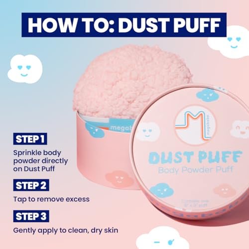Megababe Body Powder Applicator – Oversize Dust Puff (6" x 3") for Flawless Powder Application – Fleece, Pink, 1 Count - görsel 12