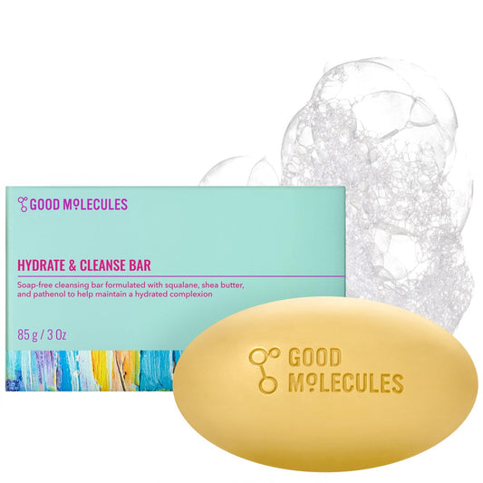 Good Molecules Hydrate and Cleanse Bar - Soap-Free Bar with Shea Butter & Macadamia Seed Oil for Ultra Hydrating Body and Face Moisturizer