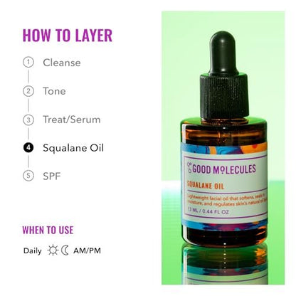 Good Molecules Squalane Oil - 100% Natural, Non-Greasy Moisturizer for Face, Skin & Hair - Ultra Hydrating & Firming