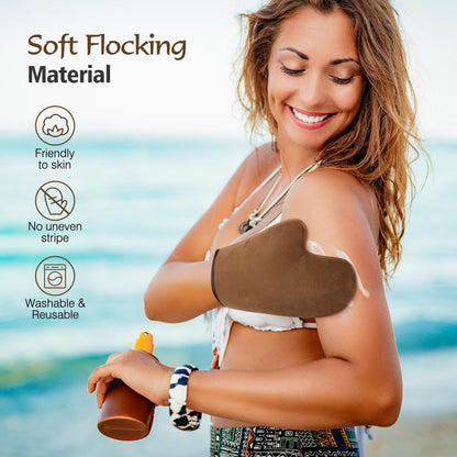 Luxspire 5 Piece Self Tanning Mitt Applicator Kit – Soft Tanner Mitt Set with Exfoliating Glove, Back Lotion Applicator, Face Makeup Brush, and Mini Finger Face Self Tanner Mitt for Lotions, Mousses, Creams