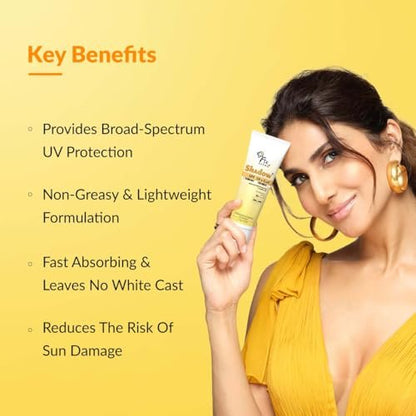 Fixderma Shadow SPF 50+ Gel Sunscreen for Face | Titanium Dioxide & Zinc | Broad Spectrum UVA/UVB Protection | Water Resistant, Lightweight Gel - 2.64 oz Avelisse
