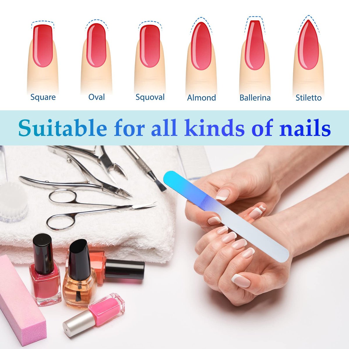 4 Pcs Glass Nail File Set – Crystal Nail Files & Cuticle Pusher for Natural Nails, Manicure & Pedicure - görsel 7