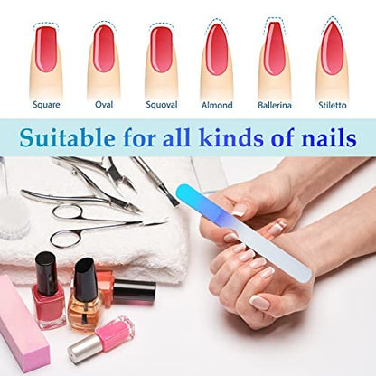 4 Pcs Glass Nail File Set – Crystal Nail Files & Cuticle Pusher for Natural Nails, Manicure & Pedicure