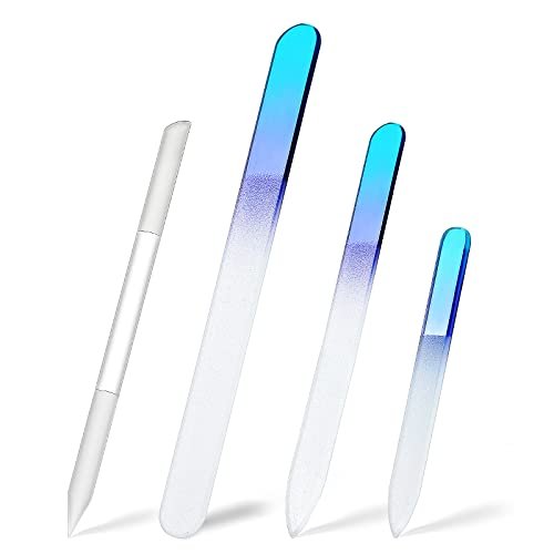 4 Pcs Glass Nail File Set – Crystal Nail Files & Cuticle Pusher for Natural Nails, Manicure & Pedicure - görsel 2