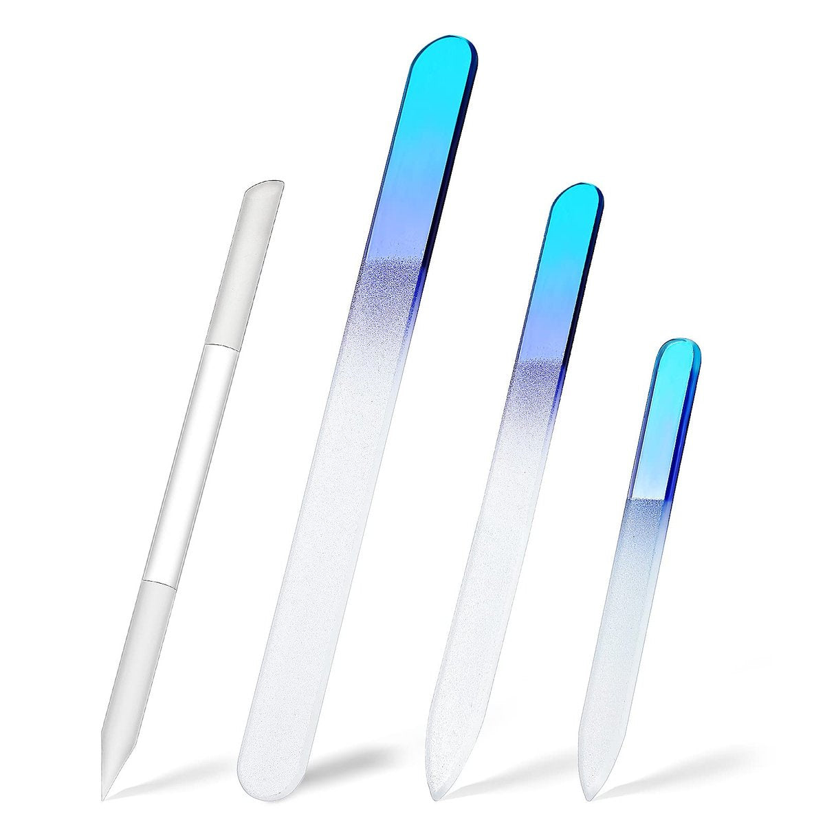 4 Pcs Glass Nail File Set – Crystal Nail Files & Cuticle Pusher for Natural Nails, Manicure & Pedicure - görsel 1