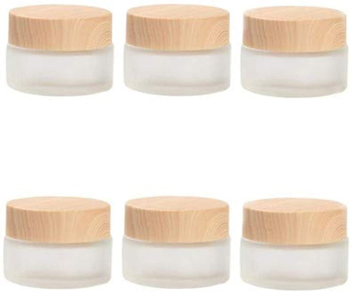 Healthcom 6-Pack 30ml Frosted Glass Jars with Wood Grain Lids – Refillable Cosmetic Cream Jars for Lip Balm, Eye Cream, and Lotion - görsel 10