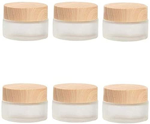 Healthcom 6-Pack 30ml Frosted Glass Jars with Wood Grain Lids – Refillable Cosmetic Cream Jars for Lip Balm, Eye Cream, and Lotion - görsel 11