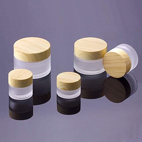 Healthcom 6-Pack 30ml Frosted Glass Jars with Wood Grain Lids – Refillable Cosmetic Cream Jars for Lip Balm, Eye Cream, and Lotion - görsel 9