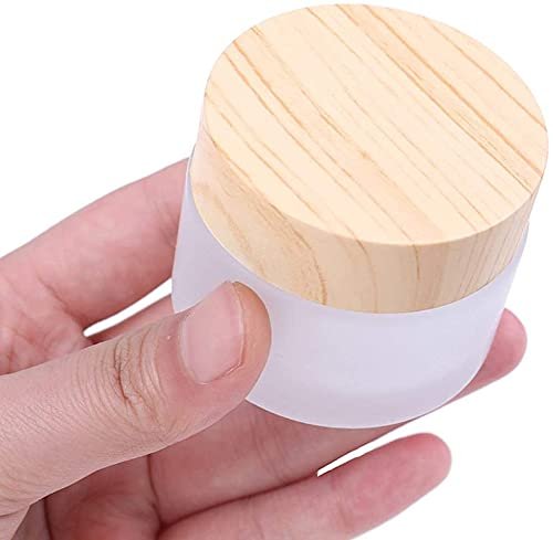 Healthcom 6-Pack 30ml Frosted Glass Jars with Wood Grain Lids – Refillable Cosmetic Cream Jars for Lip Balm, Eye Cream, and Lotion - görsel 5