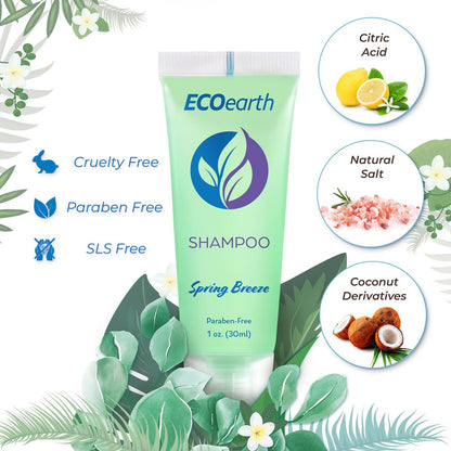 EcoEarth Soap, Shampoo and Conditioner Set (1 oz Each, 150 Pieces, Spring Breeze) - Hotel Travel Size Body Soaps Kit, Revitalizing Hospitality Toiletries in Bulk