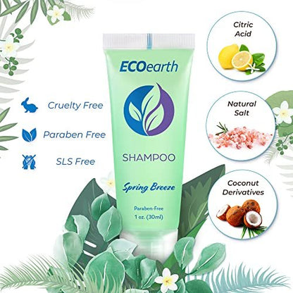 EcoEarth Soap, Shampoo and Conditioner Set (1 oz Each, 150 Pieces, Spring Breeze) - Hotel Travel Size Body Soaps Kit, Revitalizing Hospitality Toiletries in Bulk