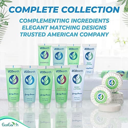 EcoEarth Soap, Shampoo and Conditioner Set (1 oz Each, 150 Pieces, Spring Breeze) - Hotel Travel Size Body Soaps Kit, Revitalizing Hospitality Toiletries in Bulk - görsel 12