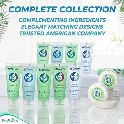 EcoEarth Soap, Shampoo and Conditioner Set (1 oz Each, 150 Pieces, Spring Breeze) - Hotel Travel Size Body Soaps Kit, Revitalizing Hospitality Toiletries in Bulk