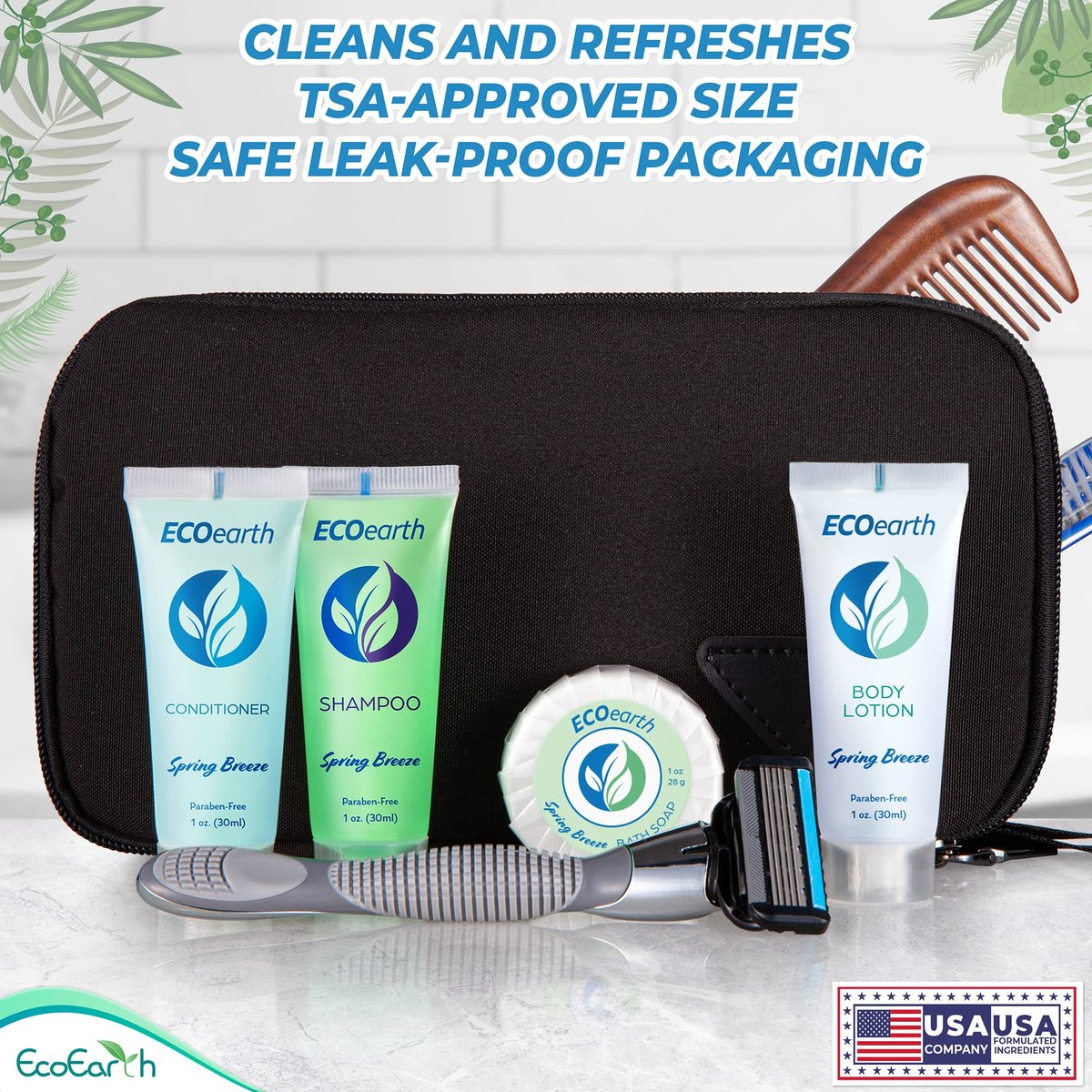 EcoEarth Soap, Shampoo and Conditioner Set (1 oz Each, 150 Pieces, Spring Breeze) - Hotel Travel Size Body Soaps Kit, Revitalizing Hospitality Toiletries in Bulk - görsel 9