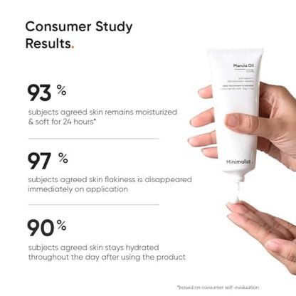 Minimalist Face Moisturizer for Dry Skin | Marula Oil 5% & Hyaluronic Acid | Deep Nourishment & Hydration | 1.7 oz