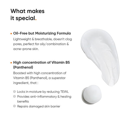 Minimalist Vitamin B5 10% Face Moisturizer - Oil-Free Lightweight Gel for Oily & Acne Prone Skin, 50g