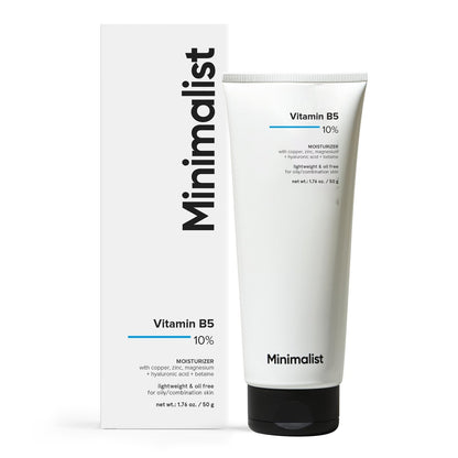 Minimalist Vitamin B5 10% Face Moisturizer - Oil-Free Lightweight Gel for Oily & Acne Prone Skin, 50g