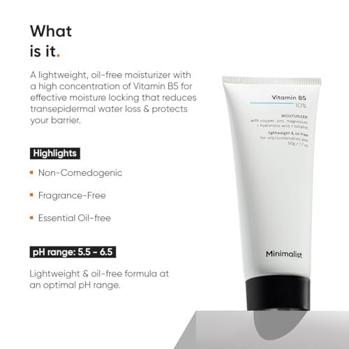 Minimalist Vitamin B5 10% Face Moisturizer - Oil-Free Lightweight Gel for Oily & Acne Prone Skin, 50g - görsel 4