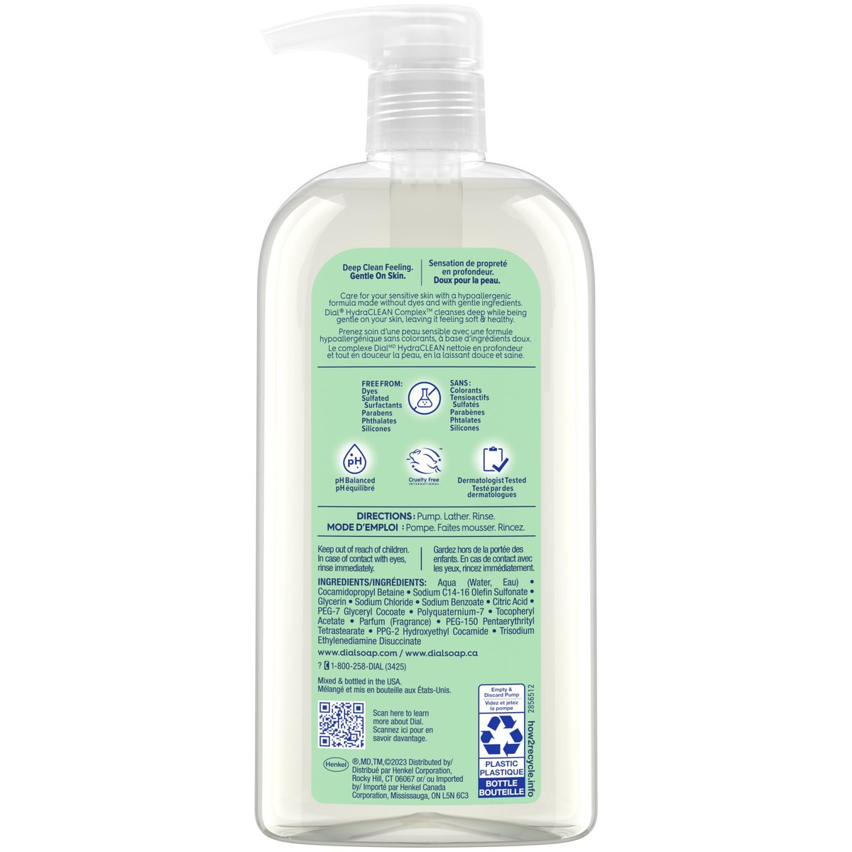 Dial Body Wash, Healthy & Sensitive Aloe Scent, 23 fl oz, Pack of 3 Avelisse