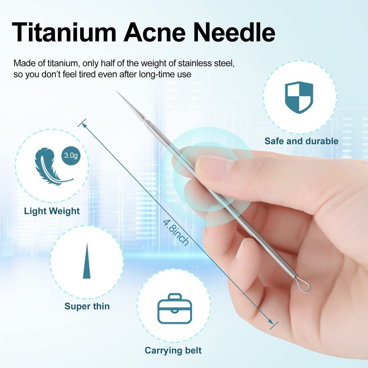 Titanium Lancet Needle Pimple Popper Tool - Professional Blackhead & Blemish Remover (2 Pack) with Box - görsel 7