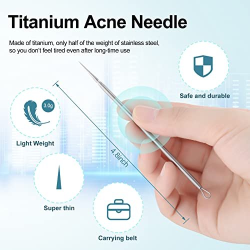 Titanium Lancet Needle Pimple Popper Tool - Professional Blackhead & Blemish Remover (2 Pack) with Box - görsel 8