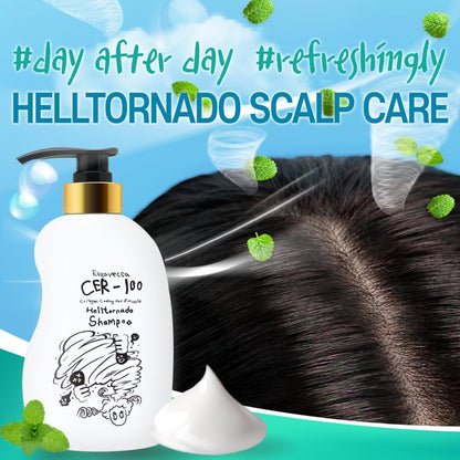 Elizavecca CER-100 Collagen Coating Hair A+ Muscle Hell-Tornado Shampoo - Oily Hair Control, 500ml Avelisse