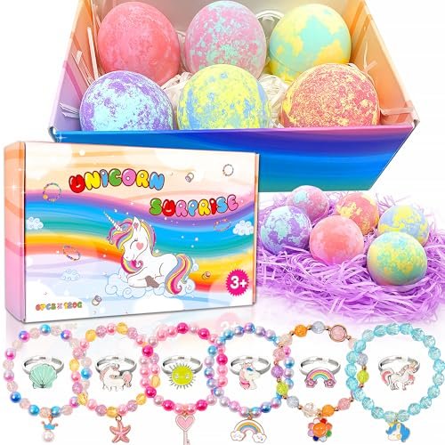 Unicorn Bath Bombs for Kids with Surprise Inside – Birthday Gifts for Girls Ages 3-8+ | MADO Avelisse