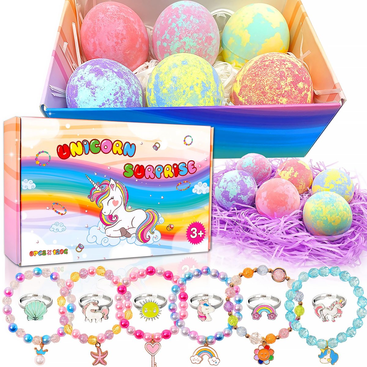 Unicorn Bath Bombs for Kids with Surprise Inside – Birthday Gifts for Girls Ages 3-8+ | MADO Avelisse