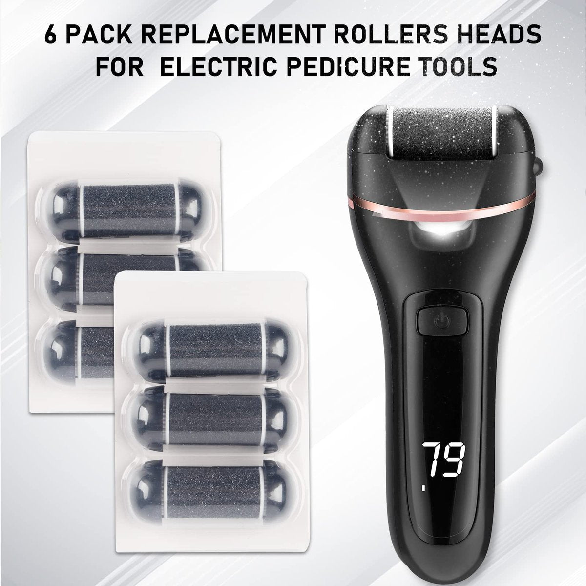 6 PCS Replacement Roller Head for Electric Callus Remover - Feet Pedicure Kit Refill Rollers - Extra Coarse, Regular Coarse, Fine - görsel 3