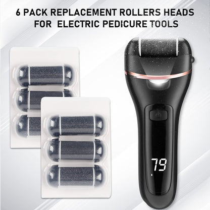 6 PCS Replacement Roller Head for Electric Callus Remover - Feet Pedicure Kit Refill Rollers - Extra Coarse, Regular Coarse, Fine