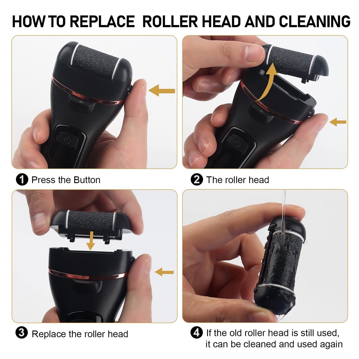 6 PCS Replacement Roller Head for Electric Callus Remover - Feet Pedicure Kit Refill Rollers - Extra Coarse, Regular Coarse, Fine - görsel 13