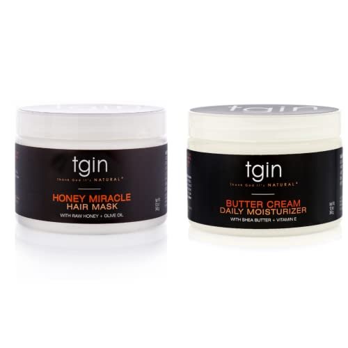tgin Butter Cream Daily Moisturizer & Honey Miracle Hair Mask Duo – Rich Moisture & Deep Conditioning for Curly, Coily & Wavy Hair – 12 oz Each Avelisse