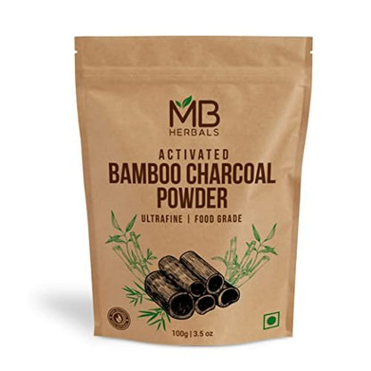 MB Herbals Activated Bamboo Charcoal 3.5 oz (100g) – Food Grade Charcoal for Baking, Skin Care & Hair Care Avelisse