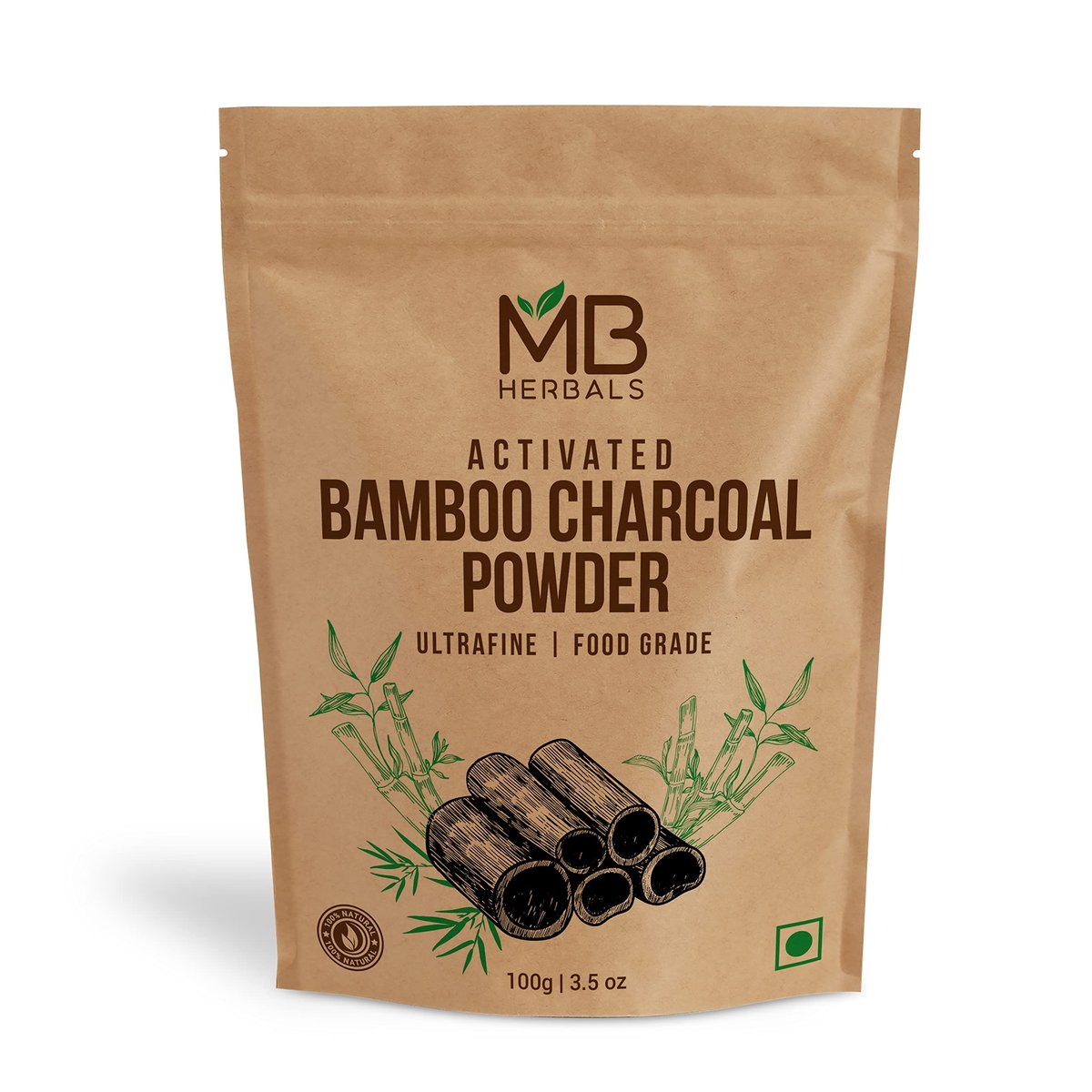 MB Herbals Activated Bamboo Charcoal 3.5 oz (100g) – Food Grade Charcoal for Baking, Skin Care & Hair Care Avelisse