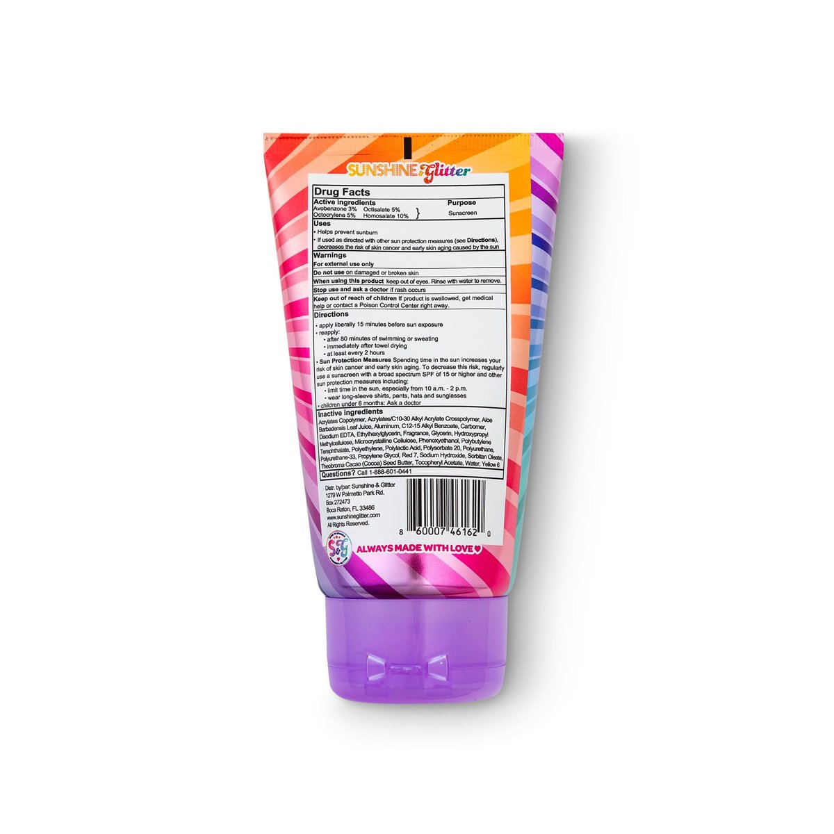 Seastar Sparkle Rainbow Party Cake Scented Glitter Sunscreen SPF 50 - Biodegradable, Water Resistant, Cruelty-Free, Made in USA - 3.4 oz Avelisse