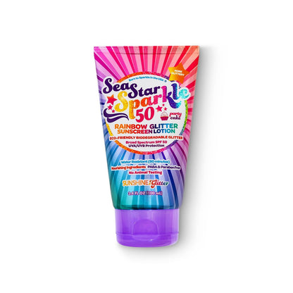 Seastar Sparkle Rainbow Party Cake Scented Glitter Sunscreen SPF 50 - Biodegradable, Water Resistant, Cruelty-Free, Made in USA - 3.4 oz Avelisse