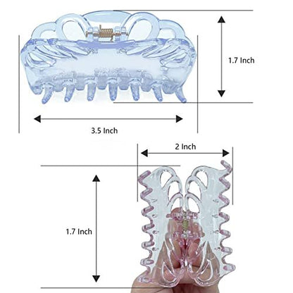 Bphne 4 Pack Clear Hair Clips for Women – 3.5 Inch Butterfly Banana Clips, Non Slip Strong Hold Jaw Clamps, Transparent Hair Clips for Thick or Thin Hair