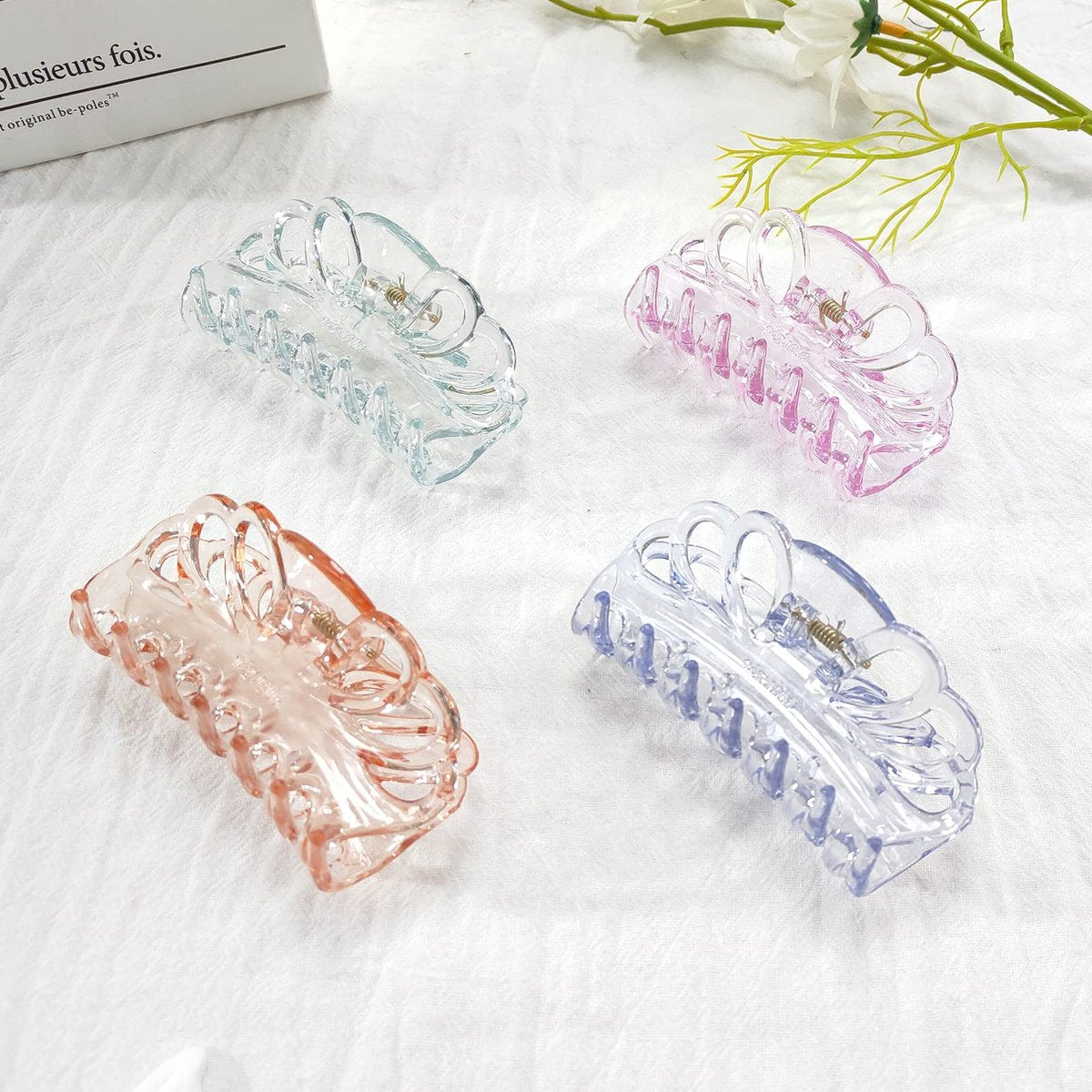 Bphne 4 Pack Clear Hair Clips for Women – 3.5 Inch Butterfly Banana Clips, Non Slip Strong Hold Jaw Clamps, Transparent Hair Clips for Thick or Thin Hair - görsel 9